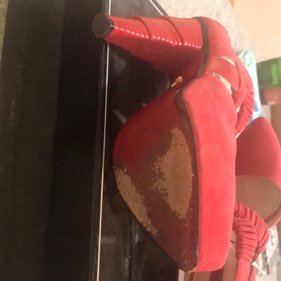 Cesare Paciotti hot pink suede high heel platforms - Picture 5 of 8